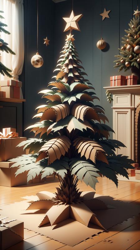 CardboardStyle <lora:CardboardStyle:1> christmas tree, simple, basic, corrugated, cardboard, texture, crafts, (Masterpiece:1.3) (best quality:1.2) (high quality:1.1)