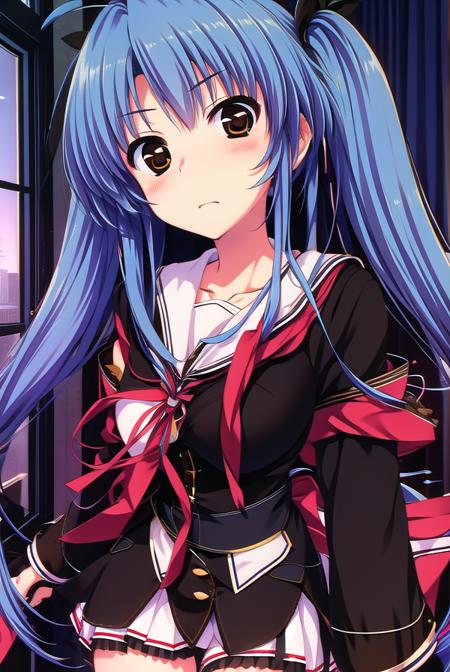 kotohaokihara, <lora:kotohaokihara-lora-nochekaiser:1>,
kotoha okihara, long hair, ribbon, twintails, (brown eyes:1.5), very long hair, blue hair,
BREAK skirt, thighhighs, school uniform, black thighhighs, zettai ryouiki, bridal garter,
BREAK looking at viewer,
BREAK indoors, classroom,
BREAK <lyco:GoodHands-beta2:1>, (masterpiece:1.2), best quality, high resolution, unity 8k wallpaper, (illustration:0.8), (beautiful detailed eyes:1.6), extremely detailed face, perfect lighting, extremely detailed CG, (perfect hands, perfect anatomy),