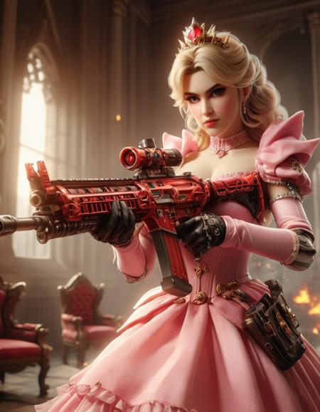 cinematic still photo of sexy Princess Peach from Super Mario Brothers with Assault Rifle, action scene in bowsers castle . emotional, harmonious, vignette, 4k epic detailed, shot on kodak, 35mm photo, sharp focus, high budget, cinemascope, moody, epic, gorgeous, film grain, grainy, dark cyberpunk illustration of brutal photo of sexy Princess Peach from Super Mario Brothers with Assault Rifle, action scene in bowsers castle in a world without hope, ruled by ruthless criminal corporations. best quality, high resolution, cinematic still photo of sexy Princess Peach from Super Mario Brothers with Assault Rifle, action scene in bowsers castle . emotional, harmonious, vignette, highly detailed, high budget, bokeh, cinemascope, moody, epic, gorgeous, film grain, grainy, epic cinematic shot of dynamic photo of sexy Princess Peach from Super Mario Brothers with Assault Rifle, action scene in bowsers castle in motion. main subject of high budget action movie. raw photo, motion blur. best quality, high resolution, photo of sexy Princess Peach from Super Mario Brothers with Assault Rifle, action scene in bowsers castle, intricate, elegant, highly detailed, wonderful quality, dramatic light, sharp focus, cute, clear, crisp, artistic, expressive, pretty, attractive, modern, rich, fancy, epic composition, colorful, background, illuminated, cinematic, elaborate, amazing, creative, flowing