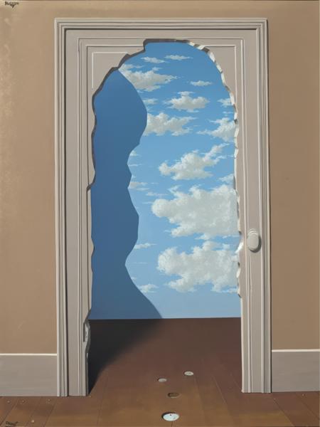 <lora:lora_ReneMagritte:1>a painting of a door with a hole in it