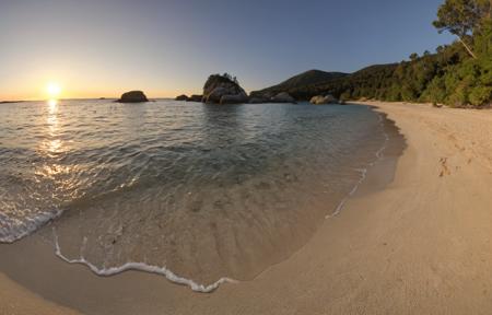 secluded beach wide angle portrait