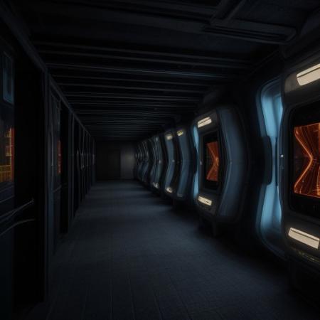 stretch, Sharp image, 4k, 8k, Detailed and Intricate, Cinematic, Dynamic Lighting, 
OverallDetail,  ultra detailed, ultra resolution, vault, no people, fully generated, amazing, beautiful, highest quality, detailed technology, machinery, futuristic, perfect, 4k definition, 2 images mirroring each other, multi-colored, archicture, bright