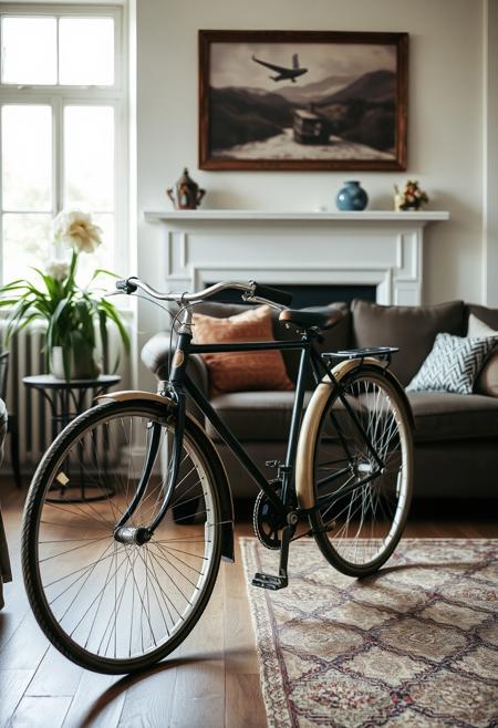 an Antique bicycle in my living room holand