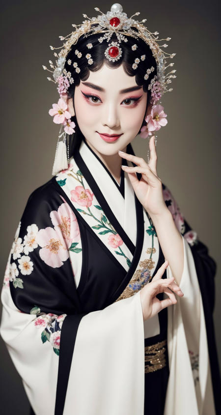 [jingju:999],photorealistic,realistic,solo,photorealistic,best quality,ultra high res,
bjofemale,1girl,solo,jewelry,black hair,hair ornament,makeup,ring,flower,lipstick,eyeshadow,black eyes,floral print,smile,kimono beautiful,
masterpiece,best quality,extremely detailed face,perfect lighting,solo,1girl,best quality,ultra high res,photorealistic,ultra detailed,masterpiece,best quality,<lora:000_AiMeishi_bjomale_bjofemale-000002:1>