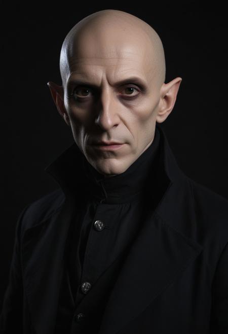 <lora:18th_Century_man_V0-000018:0.8> w16hsl1ps, Nosferatu the vampire,  professional studio quality modeling headshot, 4K, historical wig, (simple black background:1.2), dramatic lighting, ultra realistic photograph, professional art,   (black coat)