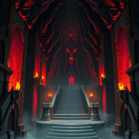 A liminal space within Ganon’s Tower from The Legend of Zelda: Ocarina of Time—a colossal fortress where time and reality feel fractured. The stone walls, blackened and cracked, pulse faintly with an eerie, reddish glow, as if something ancient and malevolent breathes within them. The vast halls stretch endlessly, their architecture impossibly twisted, leading into dark voids where the eye cannot pierce.
A deep, low hum vibrates through the air, neither mechanical nor alive, an oppressive sound that never ceases. The flickering torches cast elongated, unnatural shadows, twisting unnervingly as if they move of their own will. The grand staircases ascend into darkness, the air thick with the scent of smoke, iron, and something older—something watching, waiting.
Though the castle is abandoned, the presence of its master lingers in every corner. The throne room stands at the summit, shrouded in unnatural silence. The space between the walls feels too wide, too empty, yet suffocating. This is not just a fortress—it is a prison of power, a void where reality bends, a place that exists only to mark the end of all things.