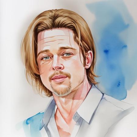 <lora:Watercolor_Painting:0.7> watercolor painting of  man, Brad Pitt