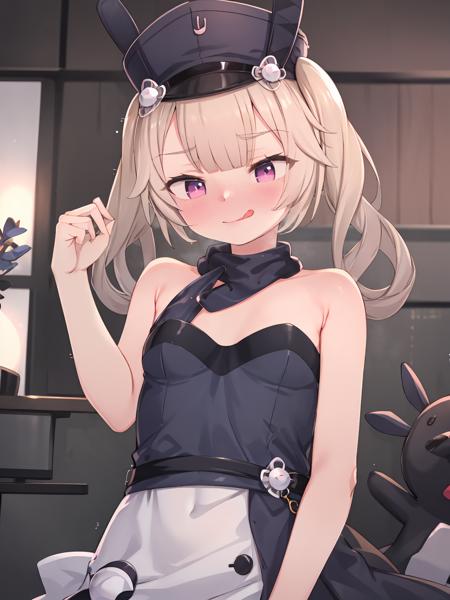 masterpiece, best quality, 1girl, solo, twintails, dress, blonde_hair, <lora:SR-3MP Girls_Frontline:1> sr-3mp,<lora:gmk2up-000020:1> <lora:Concept_LickingLips:1>licking_lips, upper body,