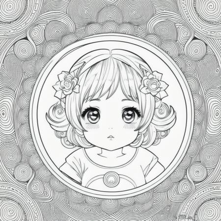 Kawaii style baby, fantasy, magical, mystical, unusual, black and white, wavey lines, realistic line art drawing, coloring book page, no noise, crisp thick lines, outline art, centred image, isolated on a white background