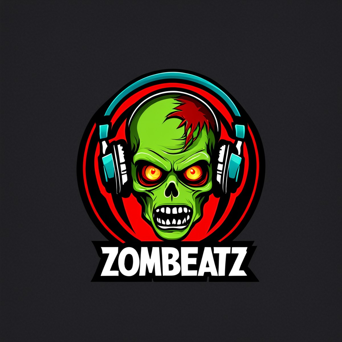 logomkrdsxl,an  edgy logo  of a zombie with headphones ,  vector, text "ZomBeatz",  <lora:logomkrdsxl:1>, best quality, ma...