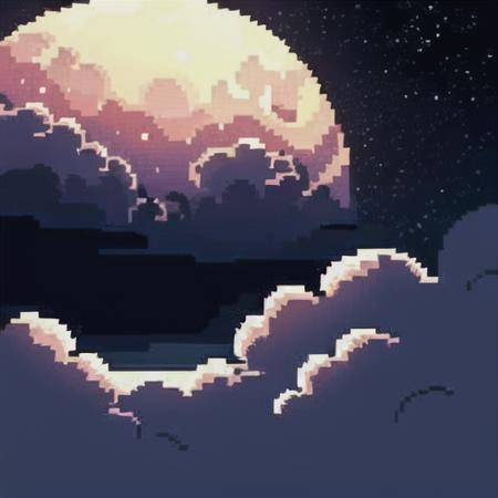 basepixel , moon, no_human,  clouds, stars,  <lora:basepixel-20:1>