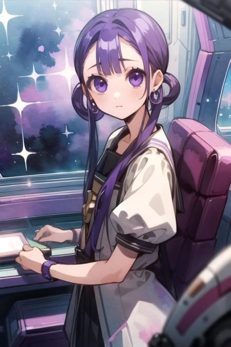 aoi_akane purple hair purple eyes long hair hair rings