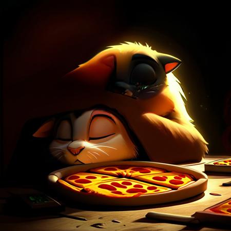 score_9, score_8_up, score_8, top down full body view, ((cute adorable and fluffy cat sleeping ontop of a pizza what rests ontop of a pizza box)), fluffy wild kitty cat, NightScapes, pizza, neko, cat, feline, cheese strings, juicy, perfectly baked pizza, juicy pepperony pizza, cozy atmosphere, creative light overlay, 4k, masterpiece, (masterpiece), best quality, (4K), (cinematic lighting), highly detailed, 8K, UHD, ultra detailed, immersive picture, vivid colors, volumetric light, cinematic light, extremely detailed CG, clutter, thrash, cluttered shed, boxes labeled 'stuff', tangled cables, tools, batteries, charger, 18650 randomness, various objects, wall painting, low key, spot lighting, BREAK glass jars, green liquid, green glass, glass bottle, red liquid, backlit, sleeping neko cat,