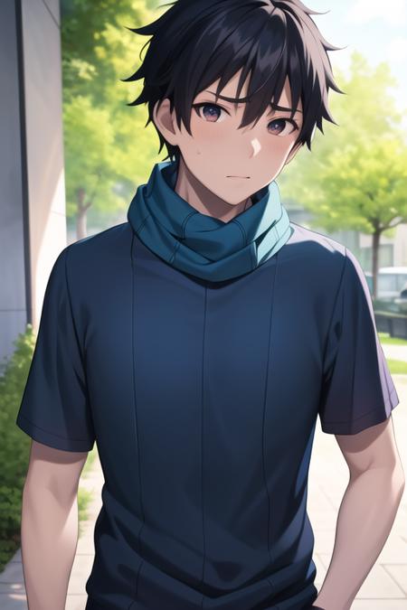 yotsuya_yuusuke blue_shirt scarf