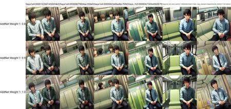 1boy, solo, (Fuminori:1.1), short hair, black hair, black eyes, collared shirt, undershirt, jeans, train interior, bored, tired, sitting, from above