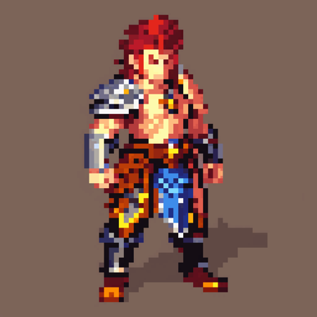 A warrior, game asset,  detailed, pixel art, PixArFK, <lora:PixelArtRedmond-Lite64:1>