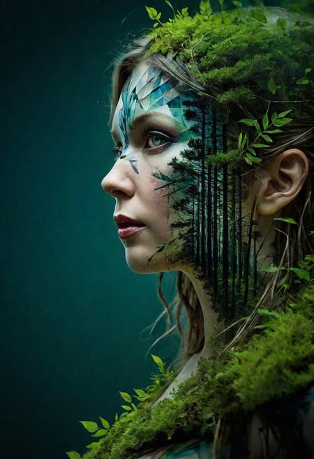 mysterious silhouette forest elvf woman, by Minjae Lee, Carne Griffiths, Emily Kell, Geoffroy Thoorens, Aaron Horkey, Jordan Grimmer, Greg Rutkowski, amazing depth, masterwork, surreal, geometric patterns, intricately detailed, bokeh,  perfect balanced, deep fine borders, artistic photorealism , smooth,  great masterwork by head of prompt engineering   <lora:add-detail-xl:2>  <lora:Double_Exposure:0.5>