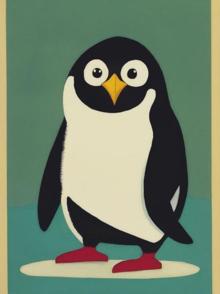 <lyco:TracieGrimwood:1.0> penguin in the style of Amy Earles,