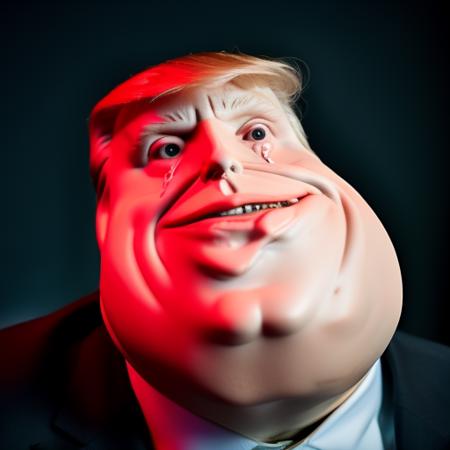RAW photo, donald trump wearing suit with f0r3v3r face, in tears <lora:f0r3v3r-000055:0.8>, 8k uhd, dslr, soft lighting, high quality, film grain, Fujifilm XT3, simple background