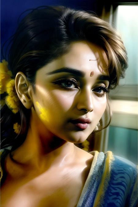 <lora:add_detail:1>,  <lora:GoodHands-vanilla:1>, <lora:madhuri-01:1> madhuri dixit, portrait, Sunlight filtered through blinds or window shutters (Filtered Sunlight)., Underwater, Portrait