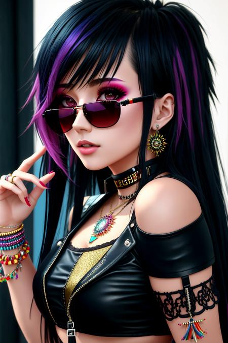 4K, Masterpiece, highres, absurdres,with a edgScene hairstyle, Nadia with a choker and sunglasses,
 <lora:EDGHAIRSALON_edgScene:0.75> <lora:Nadia:0.3>