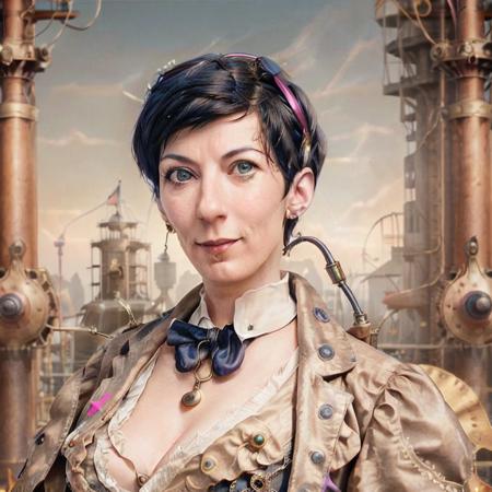 <lora:MarketaPekarova:1>, Portrait of female (MarketaPekarova:1.2) as steampunk inventor, vivid colors, victorian