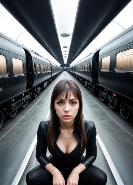 Hyperrealistic art <lora:FF.90.realisticFreedomSFW_alpha.lora:1>, photograph, Matte Black and Glossy Black Train, it is Worried, (art by Sergey Musin:0.9) , Ultrarealistic, Fearful, Vorticism Art, film grain, Samsung Galaxy, Fish-eye Lens, Muted Colors, Magic the gathering . Extremely high-resolution details, photographic, realism pushed to extreme, fine texture, incredibly lifelike