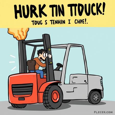 humor comic forklift truck accident