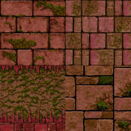 <lora:Quake_Lora:1>dark texture, mossy bricks, pink toned