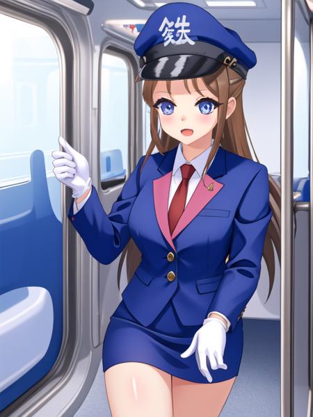 Tetsu-chan, 1girl,train conductor