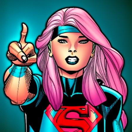 cozmikduzk1, a cartoon girl with pink hair, pointing at camera with her finger , heart logo design, upper_body, shirt_open, rainbow hair, cinematic lighting, superhero pose,  extremely detailed, joe madureira, arterm, wlop,  cozmikduzk1