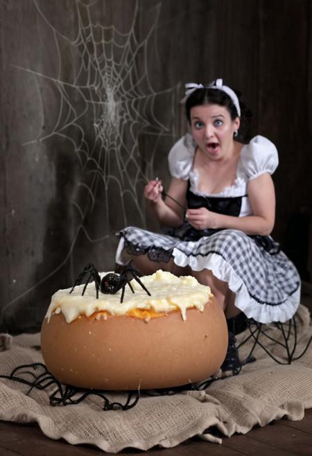 Little Miss Muffet
Sat on a tuffet,
Eating her curds and whey,
Along came a spider,
that sat right beside her,
and scared Miss Muffet away.