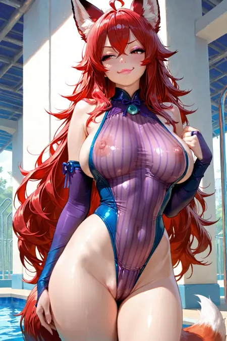 紫色透明竞速泳衣-(cosplay)(情趣制服)Purple transparent racing swimsuit - (cosplay) (sexy costume)