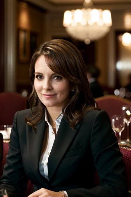 masterpiece, best quality, detailed face, business suit in a restaurant, <lora:Tina_Fey:1> 1girl, solo, a mature t1873f,