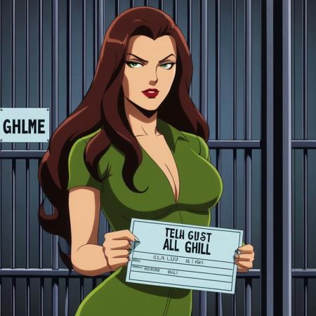 anime artwork of  <lora:Talia al Ghul:1.2>
Talia al Ghul a mugshot of a woman holding a sign in front of a jail cell in Gotham city universe, anime style, key visual, vibrant, studio anime,  highly detailed