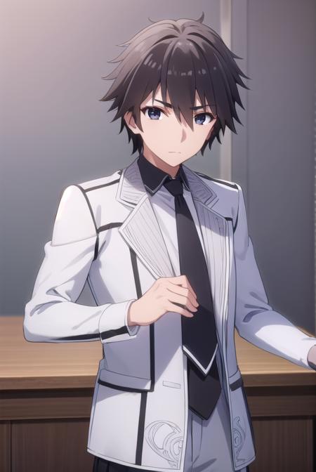 ikkikurogane, <lora:ikki kurogane s1-lora-nochekaiser:1>,
ikki kurogane, black hair, male focus, (black eyes:1.3),
BREAK school uniform, necktie, long sleeves,
BREAK indoors, classroom,
BREAK looking at viewer, (cowboy shot:1.5),
BREAK <lyco:GoodHands-beta2:1>, (masterpiece:1.2), best quality, high resolution, unity 8k wallpaper, (illustration:0.8), (beautiful detailed eyes:1.6), extremely detailed face, perfect lighting, extremely detailed CG, (perfect hands, perfect anatomy),