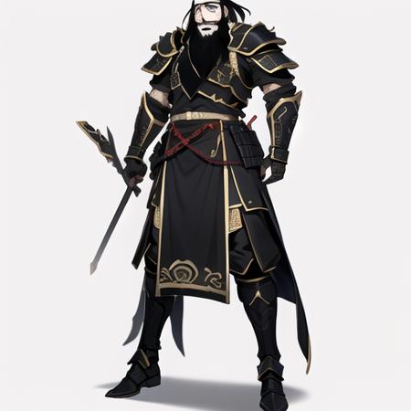 GuanYu beard Hat black armor shoulder armor chinese clothes