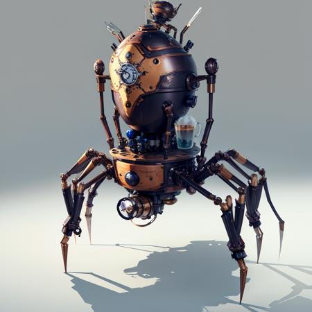 <lora:Clockworkspider:.4>  concept art, Clockworkspider  coffee machine spider