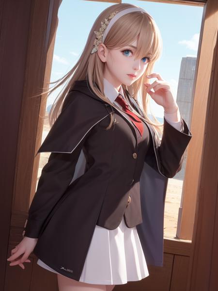 1girl,masterpiece, (8k, best quality, masterpiece:1.2),highly detailed,ultra-detailed,masterclass,best quality,illustration,hair_between_eyes,perfect lighting, cowboy shot, <lora:cv16-000017:0.8>,cv16,black jacket