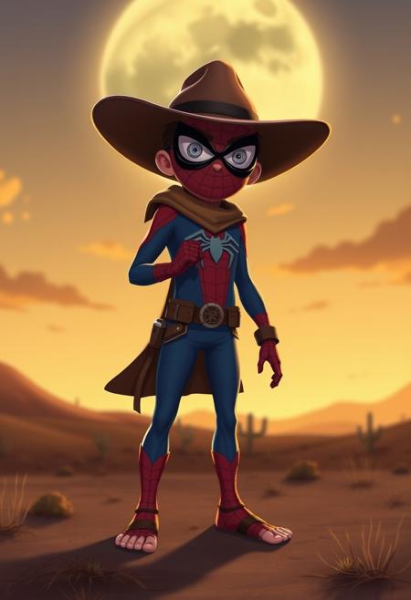 western animation, barefoot boy, spider-man costume, spiderman mask, hypno spiral on eyes