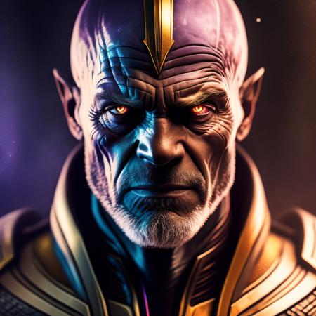 cinematic portrait of a thanos as alien,  award winning, dark light, shading, high quality, detailed  <lora:pdalns:1>