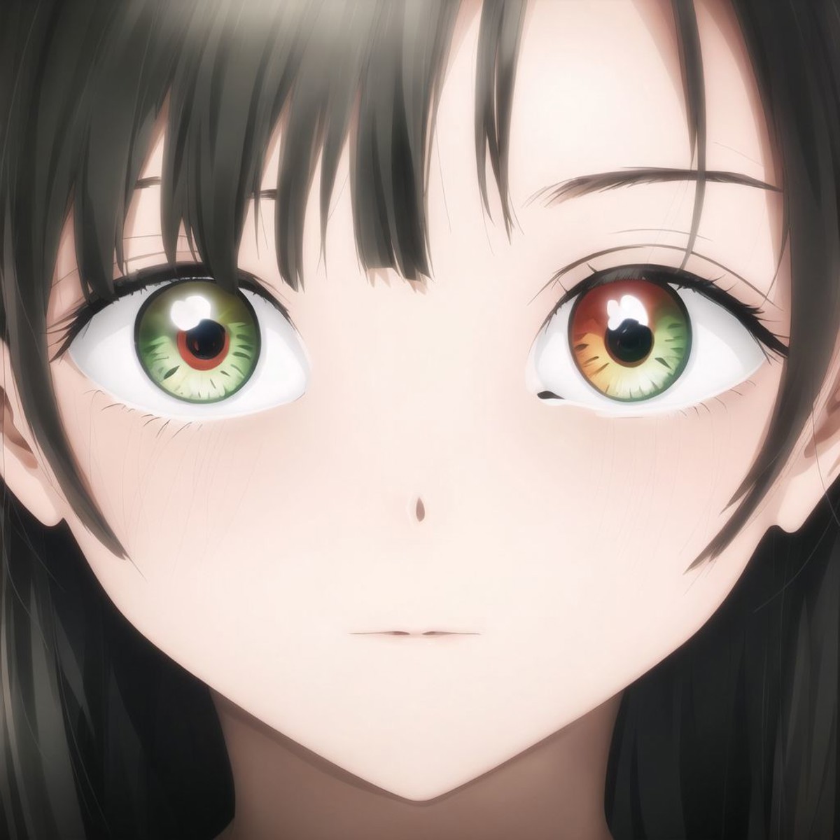 <lora:akebi:1>, akebi,  

 a close up of a an red and green eyes, sector heterochromia,