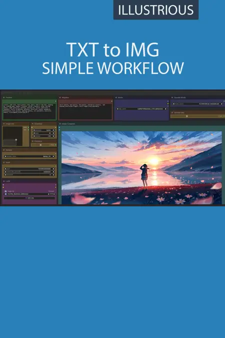 TXT to IMG simple workflow illustrious-SDXL | UPSCALE | LORA | CIVITAI Metadata