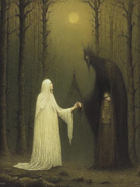 <lyco:JohnBauer:1.0> a little horror helping hand by John Bauer, high detail