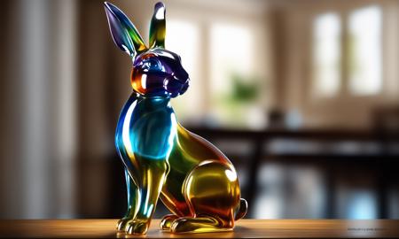 <lora:colouredglazecd_xl-000006:0.6>, a statue of a hare made of glass in office scene, full body, colorful theme, (transparent:1.3, see-through:1.3), colouredglazecd_xl, indoors, chinese zodiac, wooden table, cutie, cute, still life, animal statue, front view, facing viewer, looking at viewer, (Unbelievable Digital Artwork:1.3), fine art, CGSociety, ArtStation, master works, 8K,HDR,UHD,masterpiece,best quality,highly detailed,emotional,harmonious,high budget,moody,epic,gorgeous,high resolution,perfect lighting,finely detail,extremely detailed,ultra detailed,realistic,photorealistic,huge filesize,photographic,real,wallpaper,moody lighting,volumetric lighting,reality ray tracing