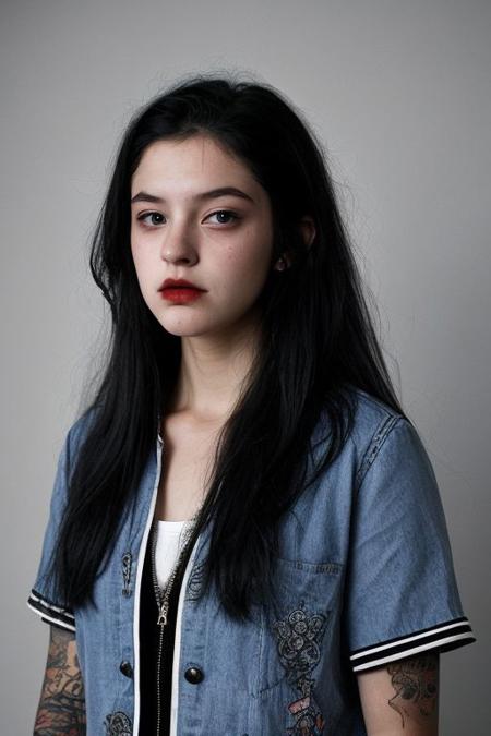 Teen brunnete nordic goth girl | tattoo | sad | dark | in dark room | Adult | Dark | High quality