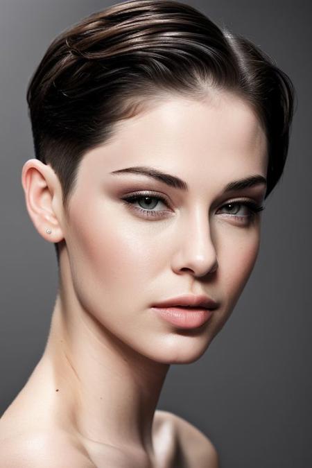 (CR-MadalinaP1ca-jjonahjameson:0.9), full color portrait of woman, (slick undercut hair:1.1),
masterpiece, best quality, sharp focus, 8k highres, ultra-detailed, rim light, (grey background:1.0),