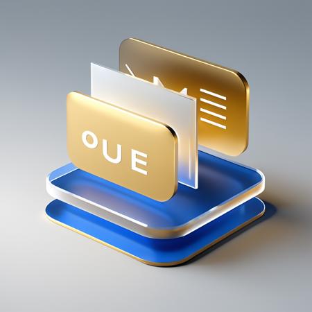 Air Force Blue|gold message file icon,many details, octane render, transparent glass texture,frosted glass, transparent technology sense, industrial design, white background, studio lighting, sunshine, flat, minimal, quasi-object, axisymmetric, blender, C4D, best quality, 4k <lora:090401-000004:1>