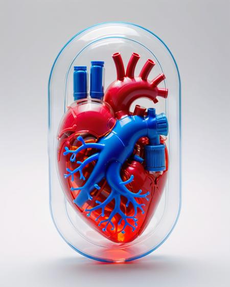 product shot of a heart inside a plastic capsule <lora:product_shot_of:0.4>