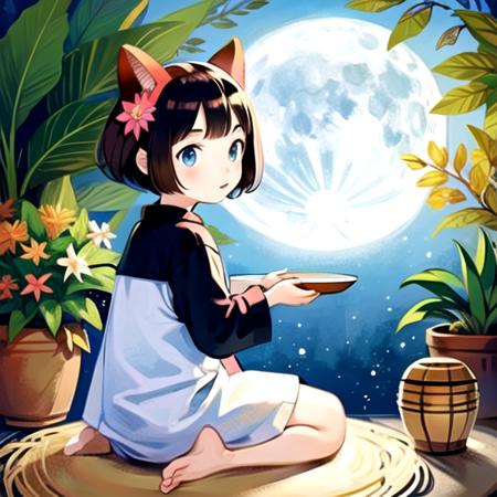 (masterpiece:1.2), best quality, masterpiece, highres, original, extremely detailed wallpaper, perfect lighting,(extremely detailed CG:1.2), drawing,artist name, bamboo, bare tree, branch, coconut, coral, floral background, flower, full body, full moon, leaf, leaf background, lily \(flower\), lily of the valley, lily pad, moon, no humans, open mouth, palm leaf, palm tree, pink flower, plant, pokemon \(creature\), potted plant, shell, snowflakes, solo, star \(sky\), star \(symbol\), starfish, sun, tanabata, tanzaku, traditional media, tree, vines, white flower, <lora:picture_book:0.6>